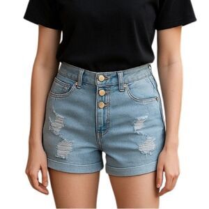 Refuge Lightwash High Rise Denim Jean Shorts Size 2